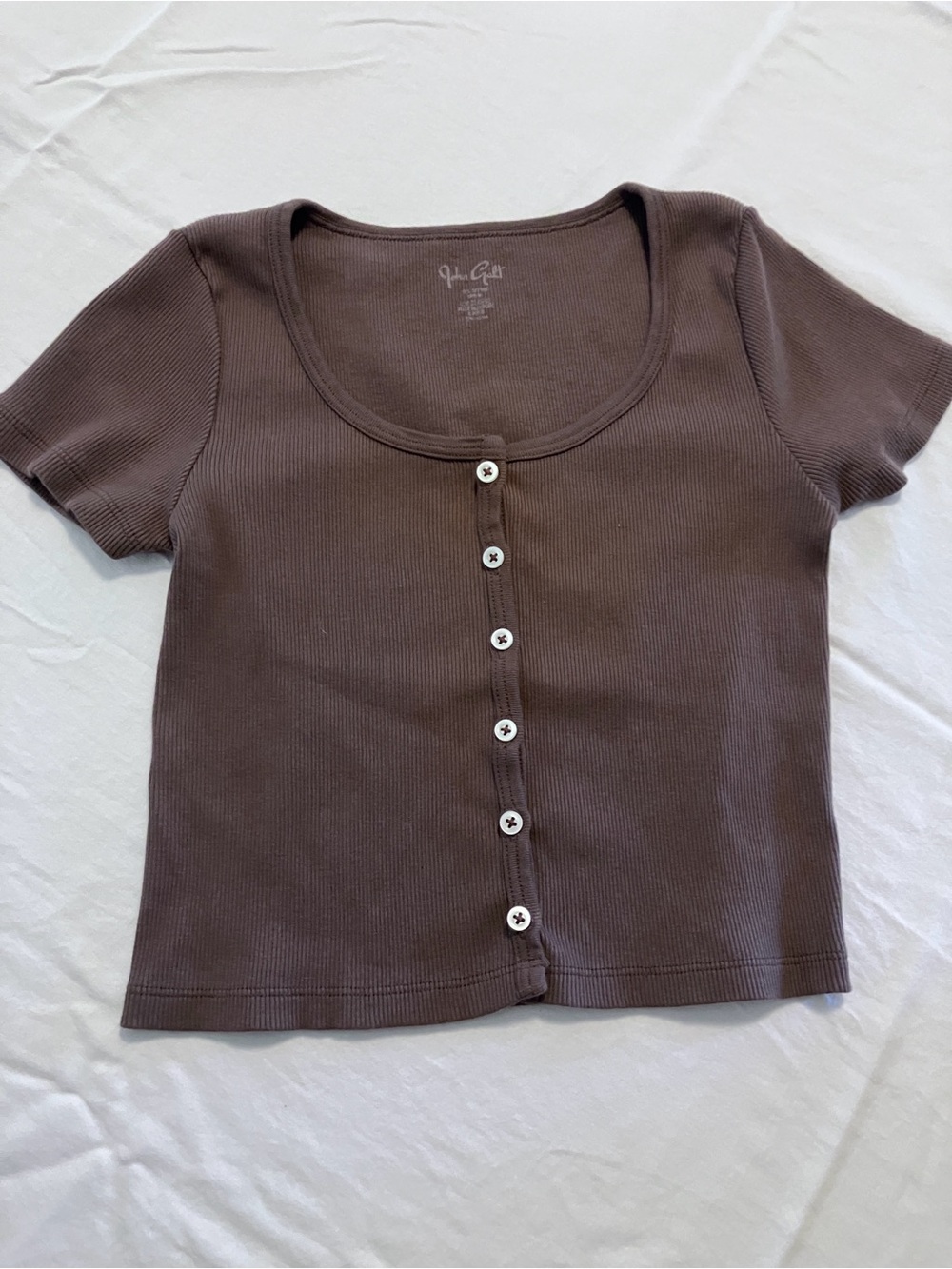 John Galt Brown Button Down Fitted T